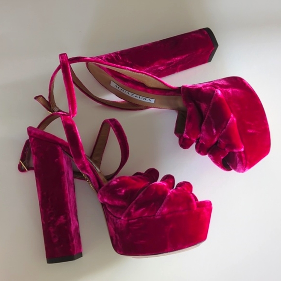 Aquazzura Mira Plateau 140mm Platform Pink Sandals - Picture 12 of 12